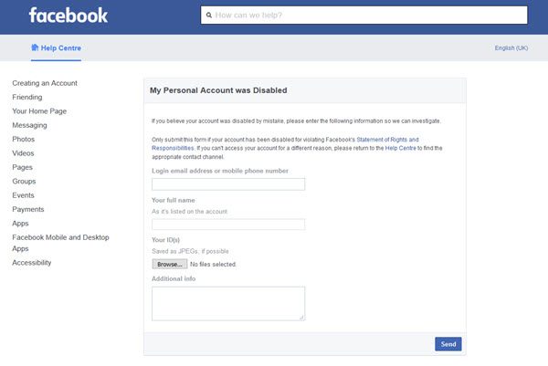 khôi phục tài khoản facebook bị vô hiệu hóa