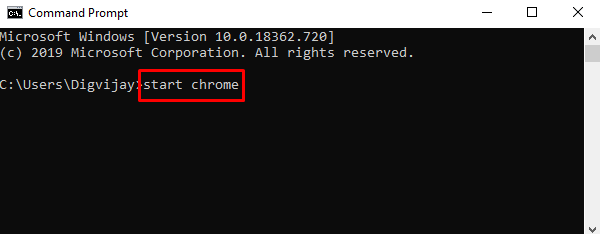 Mở Google Chrome bằng Command Prompt