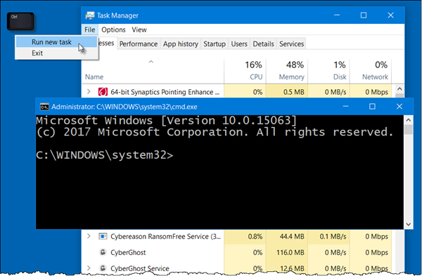 Mở Command Prompt từ Task Manager
