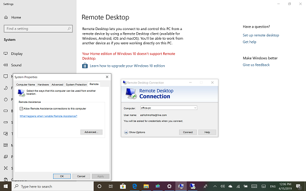 Windows 10 Remote Desktop trong Windows Home