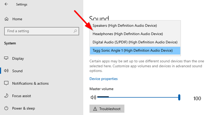 Thay đổi đầu ra âm thanh Windows 10