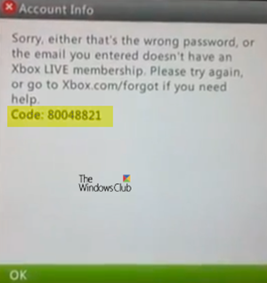 Lỗi đăng nhập Xbox Live 80048821