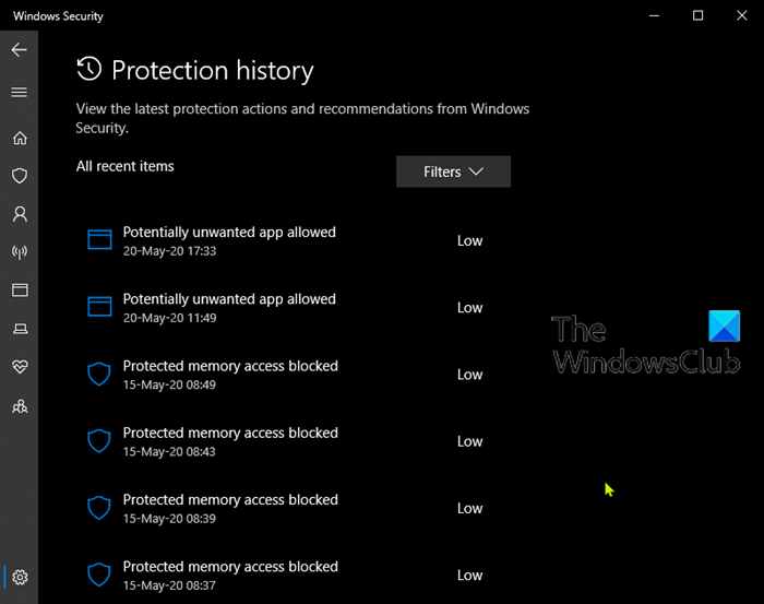 Xóa lịch sử bảo vệ Windows Defender