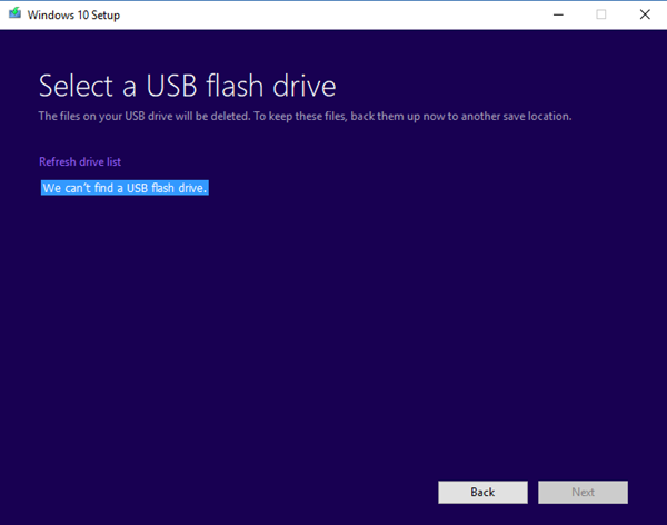 Chúng tôi không thể tìm thấy ổ đĩa flash USB