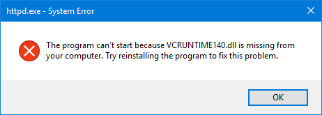 VCRUNTIME140.DLL bị thiếu