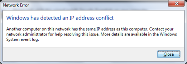 Cửa sổ đã phát hiện ra một xung đột địa chỉ IP