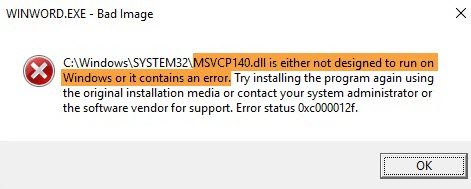 DLL không được thiết kế để chạy trên Windows hoặc có lỗi
