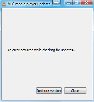Đã xảy ra lỗi khi kiểm tra các bản cập nhật trong VLC