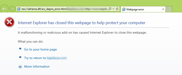 Internet Explorer đã đóng trang web này để giúp bảo vệ máy tính của bạn