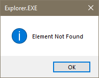 Phần tử Không tìm thấy Windows 10