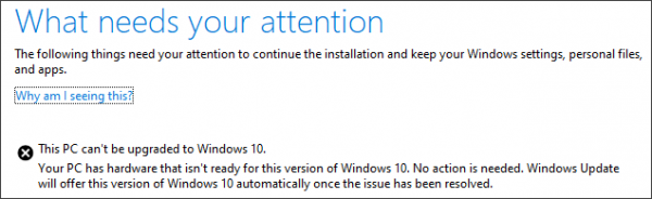 Không thể nâng cấp PC này lên Windows 10