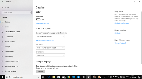 Thay đổi độ phân giải trong Windows 10