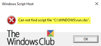 Không thể tìm thấy tệp script chạy vbs