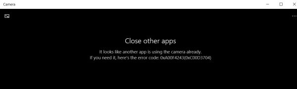 Mã lỗi 0xa00f4243 cho ứng dụng Máy ảnh trên Windows 10