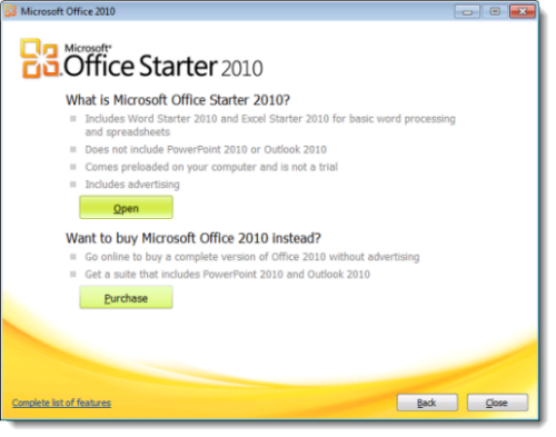 Microsoft Office 2010 Starter Edition Tinh nang Tai