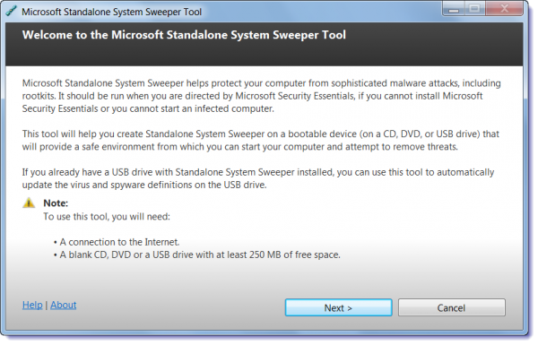 Microsoft Standalone System Sweeper Tool mot cong cu khoi phuc