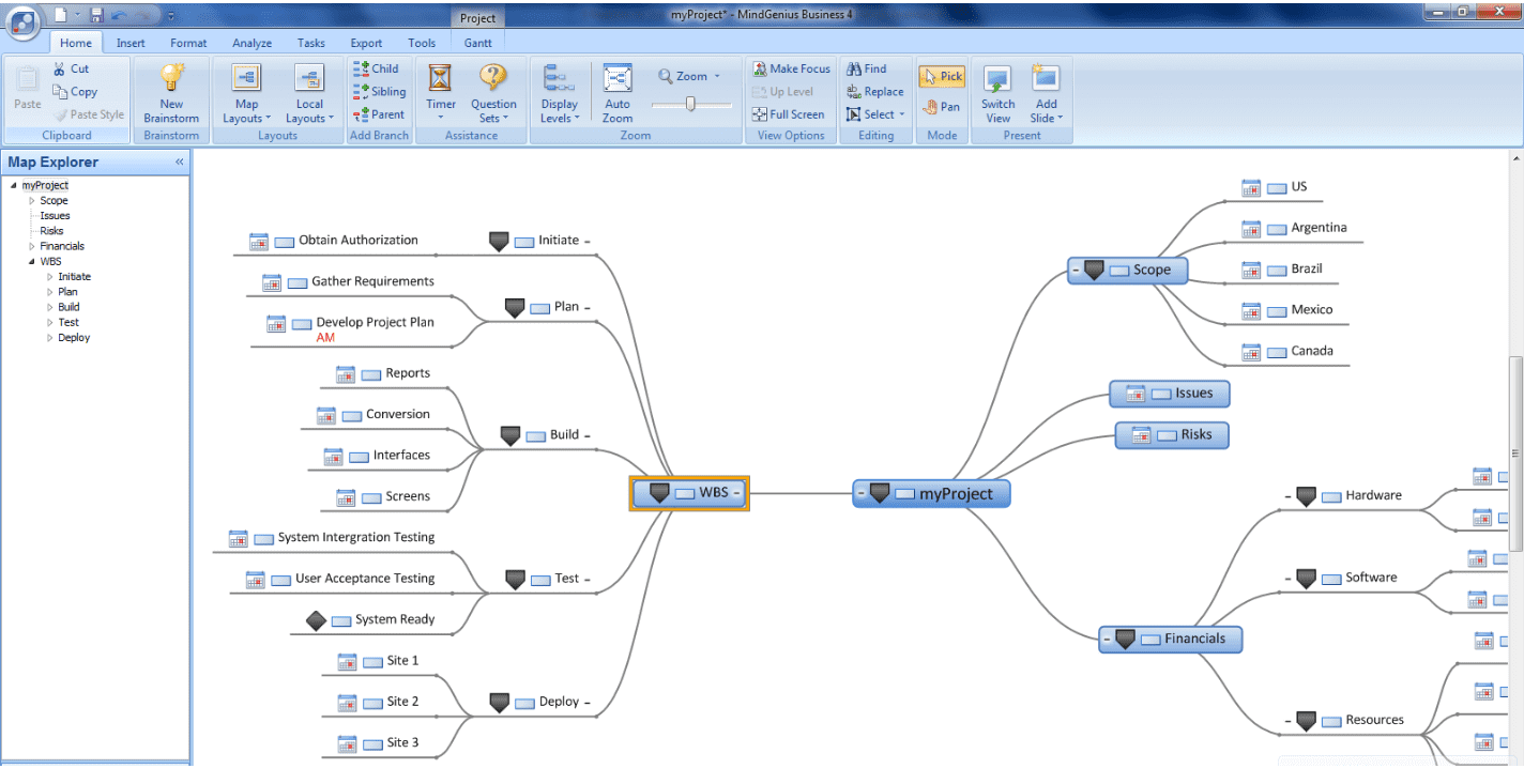 MindGenius screenshot - Compare The 10 Best Mind Mapping Software of 2020