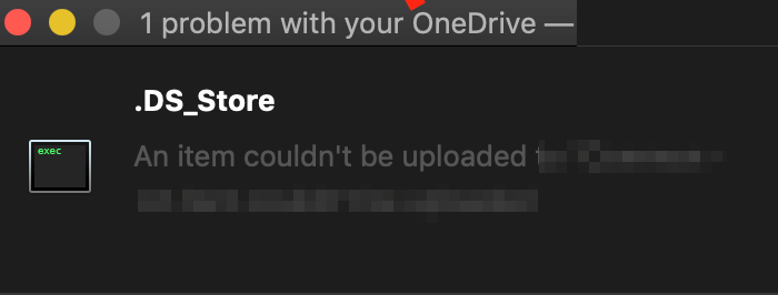 OneDrive ngừng đồng bộ hóa - Hiển thị lỗi đồng bộ hóa .ds_store