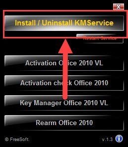 Chọn “Install / Uninstall KMService”.
