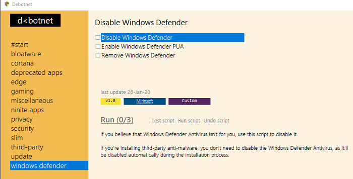 Debonet Công cụ bảo mật Windows