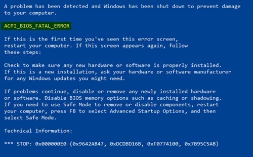 ACPI BIOS ERROR trong Windows