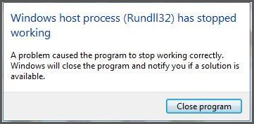 Windows Host Process Rundll32 đã ngừng hoạt động