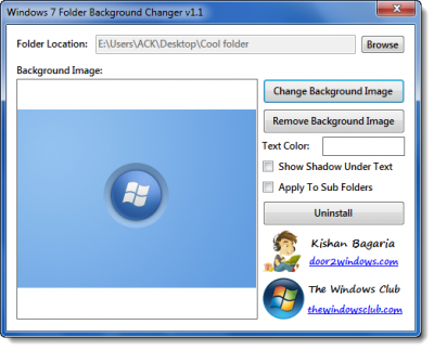 Thay doi nen thu muc bang Windows 7 Folder Background