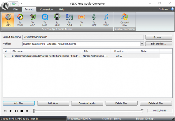 Phần mềm VSDC Free Audio Converter