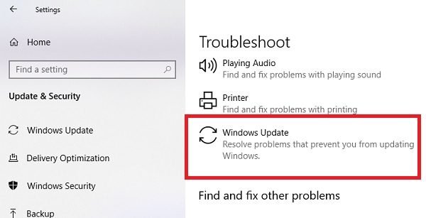 Trình gỡ rối Windows Update