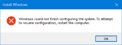 Windows không thể hoàn tất cấu hình hệ thống