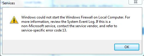 Windows không thể khởi động Tường lửa Windows trên Máy tính Cục bộ