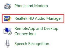 may tinh khong co Realtek HD Audio Manager