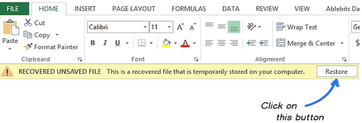 cách lấy lại file Excel chưa lưu