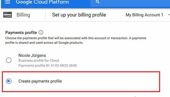 create payments profile Fix lỗi không tạo được VPS trên Google Cloud