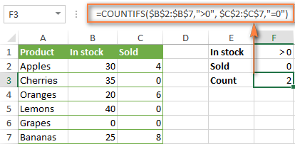 Counting cells with multiple criteria based on AND logic