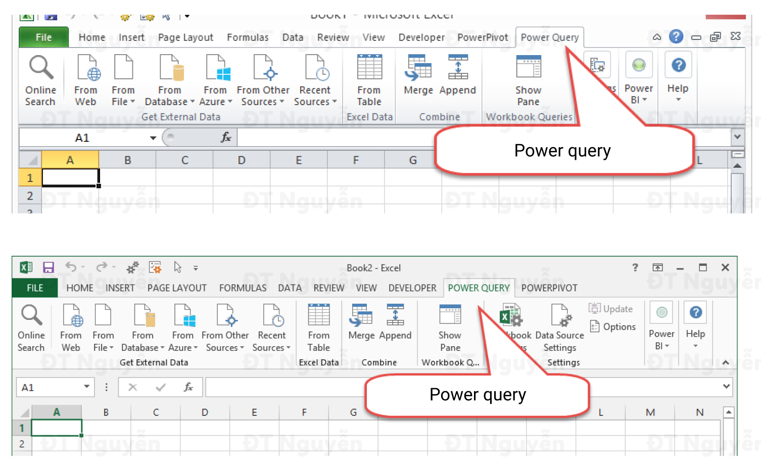 Power Query trên ribbon Excel 2010, Excel 2013, cách cài đặt Power Query trong Excel