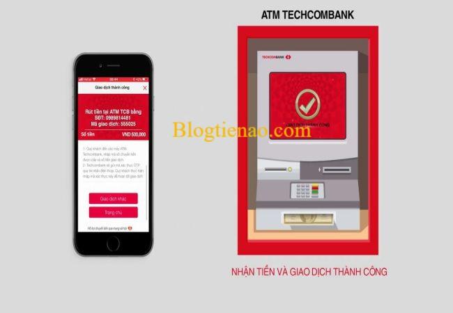rut tien amt khong can the techcombank
