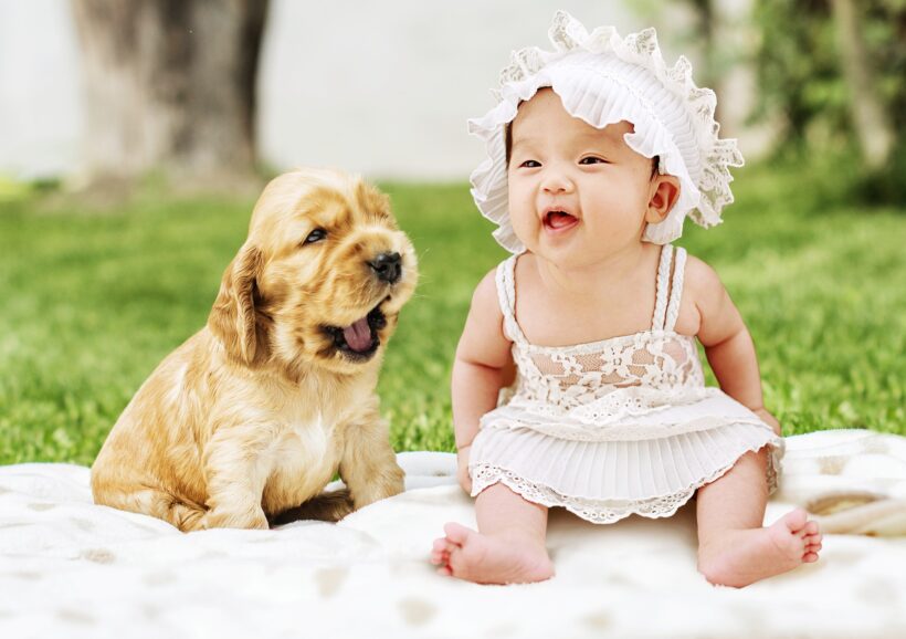 Hình ảnh baby và cún con dễ thương