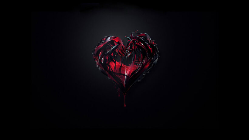 background đen điểm trái tim đỏ
