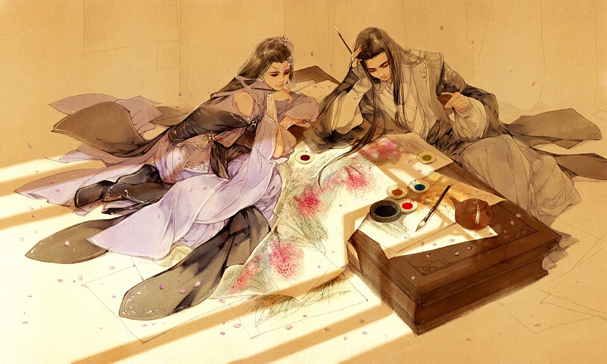Hình ảnh anime cổ trang cực đẹp cùng ngồi vẽ