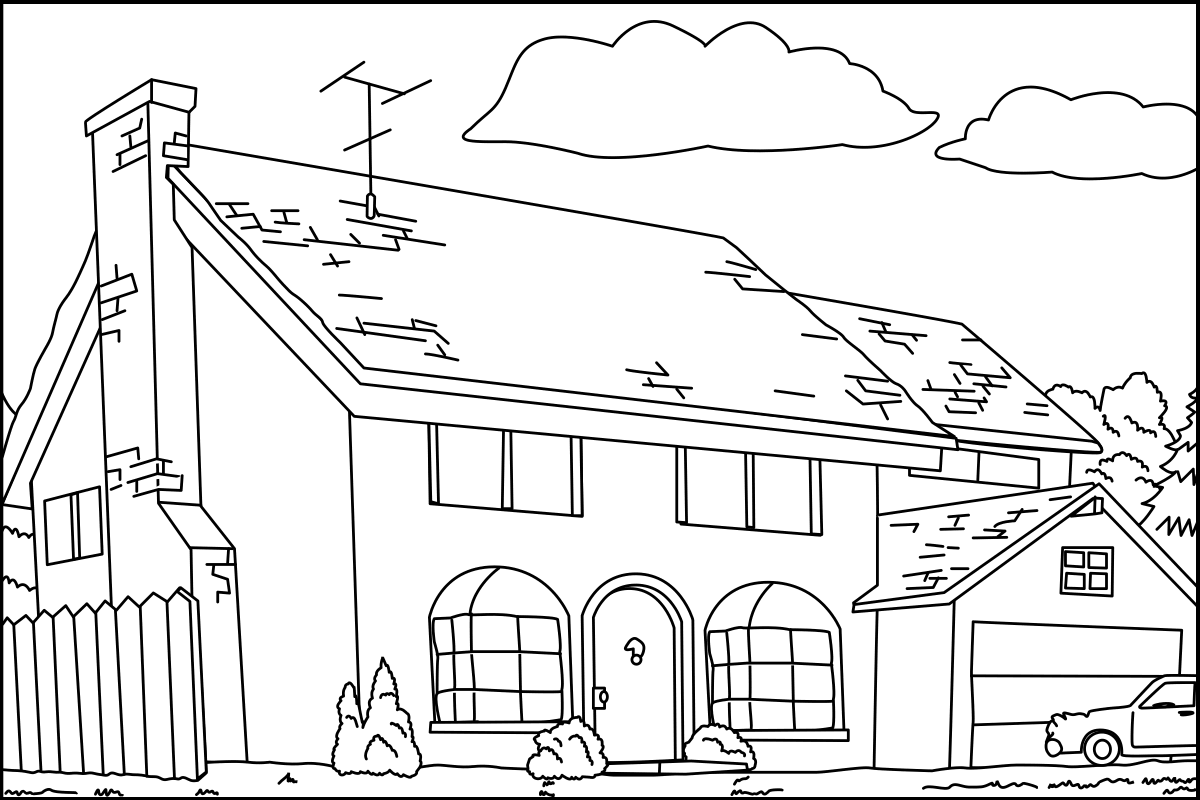 Tranh tô màu ngôi nhà đơn giản