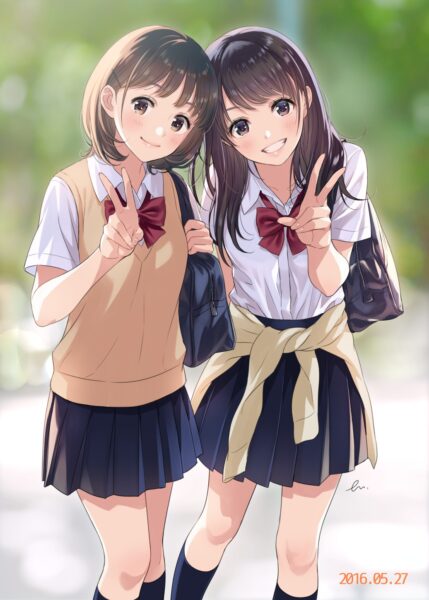 Hình ảnh đôi bạn thân anime nữ