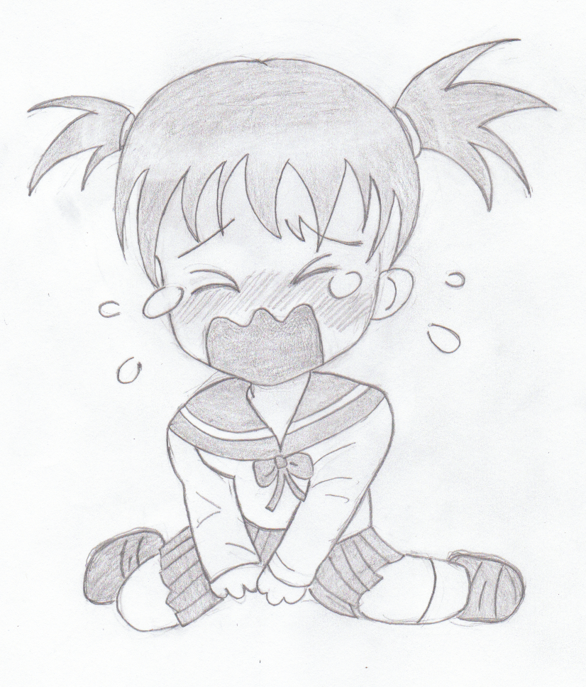 Hình vẽ anime chibi buồn khóc