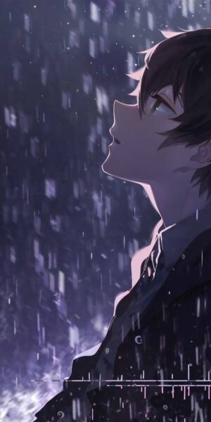 Hình ảnh anime thất tình buồn khóc trong mưa