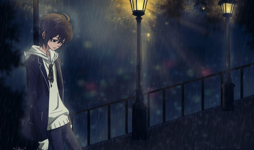 Ảnh anime thất tình buồn trong mưa đêm