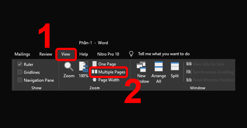 Chọn chế độ Multiple Pages để xem trước 2 mặt in