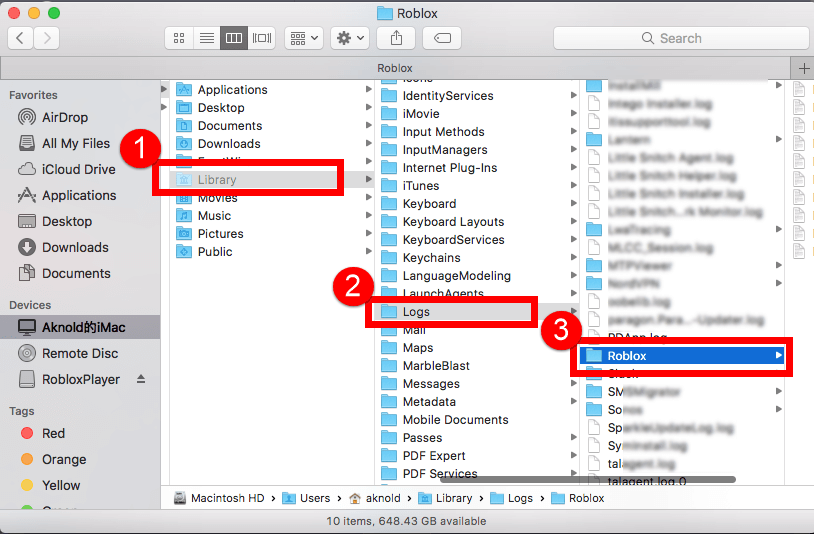 Xóa file log Roblox trên macOS