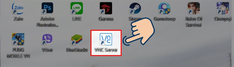 Vào ứng dụng VNC Server vừa tải trên máy tính.