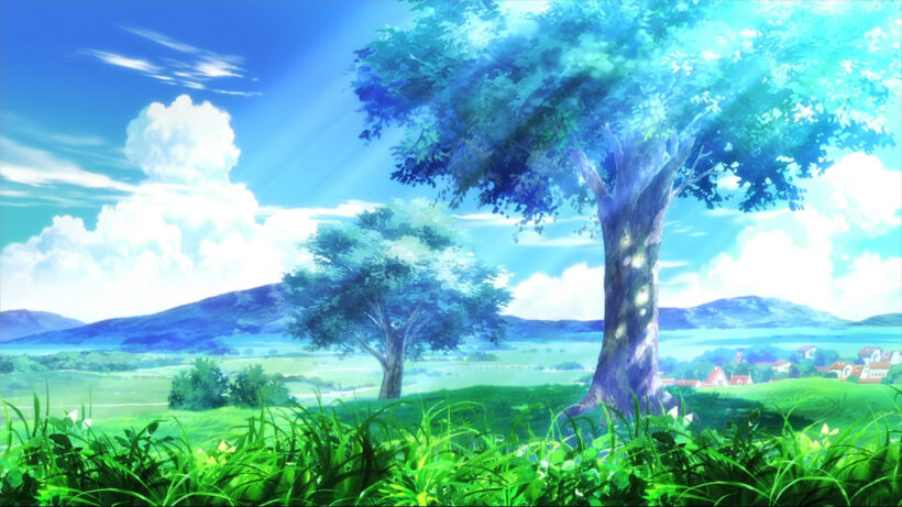 background anime school phong cảnh sau trường
