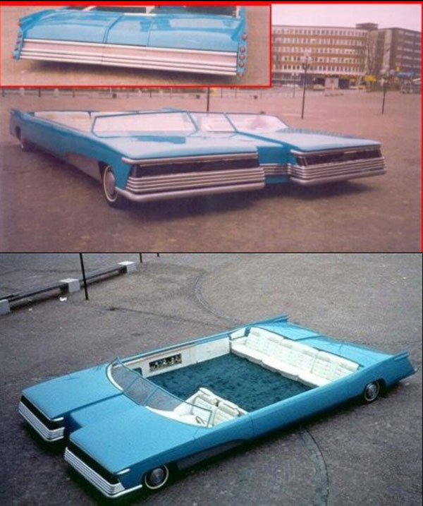 Một chiếc Limousine với thiết kế siêu rộng trông không khác gì bể bơi mini. (Ảnh: Reddit).